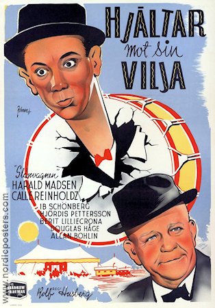 Hjältar mot sin vilja 1948 movie poster Harald Madsen Fy og Bi Carl Reinholdz Calle Reinholdz Allan Bohlin Rolf Husberg Circus Eric Rohman art