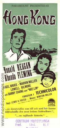 Hong Kong 1952 movie poster Ronald Reagan Rhonda Fleming Nigel Bruce Lewis R Foster Asia