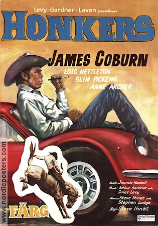 The Honkers 1972 movie poster James Coburn Lois Nettleton Slim Pickens Steve Ihnat Cars and racing Smoking
