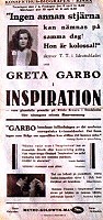 Inspiration 1931 movie poster Greta Garbo