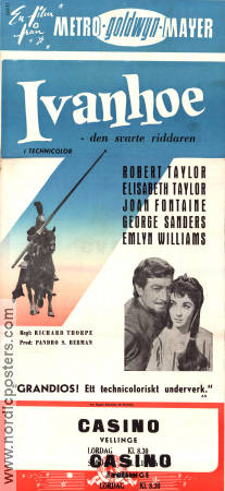 Ivanhoe 1952 movie poster Robert Taylor Elizabeth Taylor Joan Fontaine Richard Thorpe