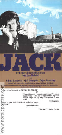Jack 1977 movie poster Göran Stangertz Kjell Bergqvist Örjan Ramberg Robert Sjöblom Gunnel Fred Jan Halldoff Writer: Ulf Lundell Find more: Stockholm Smoking