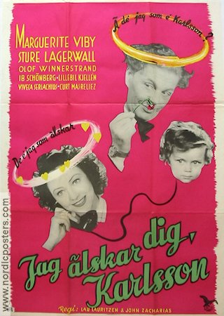 Jag älskar dig Karlsson 1947 movie poster Marguerite Viby Sture Lagerwall Telephones