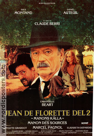 Manon des Sources 1986 movie poster Emmanuelle Béart Yves Montand Daniel Auteuil Claude Berri