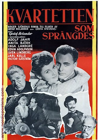 Kvartetten som sprängdes 1950 movie poster Adolf Jahr Anita Björk Inga Landgré Gustaf Molander Writer: Birger Sjöberg