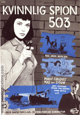 Spion 503 1958 movie poster Margit Carlqvist Max von Sydow Holger Juul Hansen Jorn Jeppesen Denmark