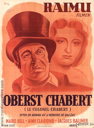Le colonel Chabert 1943 movie poster Raimu Writer: Honoré de Balzac