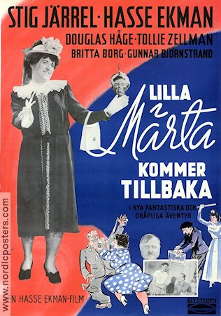 Lilla Märta kommer tillbaka 1948 poster Stig Järrel Douglas Håge Britta Borg Hasse Ekman