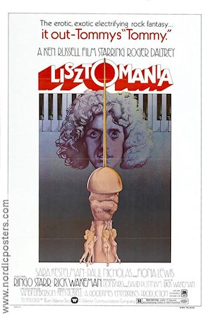 Lisztomania 1975 movie poster Roger Daltrey Ringo Starr Rick Wakeman Ken Russell Rock and pop