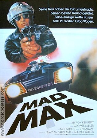 Mad Max 1980 movie poster Mel Gibson Country: Australia