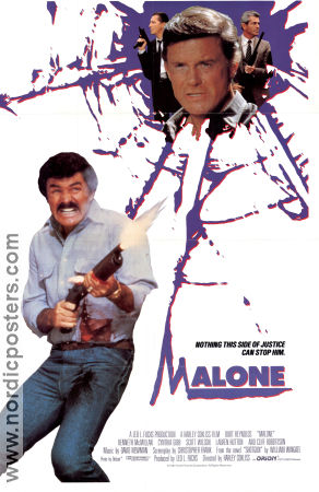 Malone 1987 movie poster Burt Reynolds Cliff Robertson Harley Cokeliss