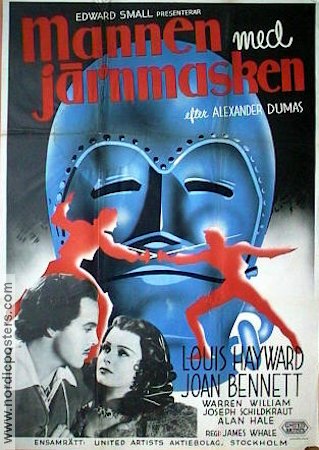 The Man in the Iron Mask 1939 movie poster Louis Hayward Joan Bennett James Whale Writer: Alexander Dumas Adventure and matine