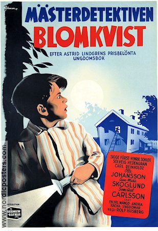 Movie Poster Mästerdetektiven Blomkvist 1947 Swedish