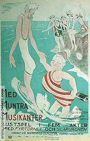 Mellem muntre musikanter 1923 movie poster Fyrtornet och Släpvagnen Fy og Bi Lau Lauritzen Beach Denmark