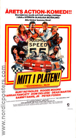 The Cannonball Run 1981 movie poster Burt Reynolds Roger Moore Farrah Fawcett Sammy Davis Jr Dean Martin Hal Needham Cars and racing