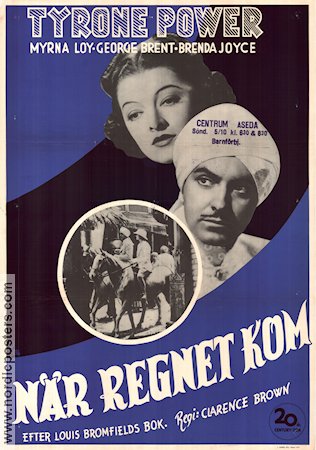 The Rains Came 1939 movie poster Tyrone Power Myrna Loy George Brent Clarence Brown
