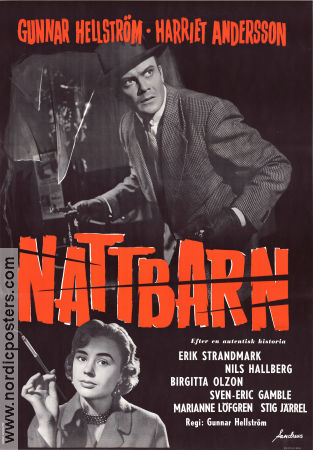 Nattbarn 1956 movie poster Harriet Andersson Erik Strandmark Nils Hallberg Sven-Eric Gamble Stig Järrel Gunnar Hellström Production: Sandrews Smoking