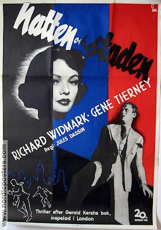 Night and the City 1950 movie poster Richard Widmark Gene Tierney Jules Dassin Film Noir