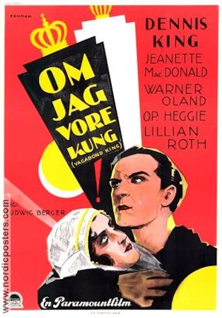The Vagabond King 1930 movie poster Dennis King Jeanette MacDonald Warner Oland