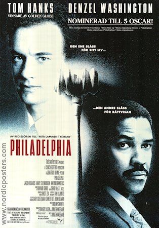 Philadelphia 1993 movie poster Tom Hanks Denzel Washington Antonio Banderas Jonathan Demme