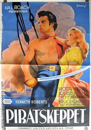 Captain Caution 1941 movie poster Victor Mature Louise Platt Adventure and matine Eric Rohman art
