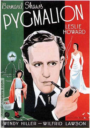 Pygmalion 1938 movie poster Leslie Howard Wendy Hiller