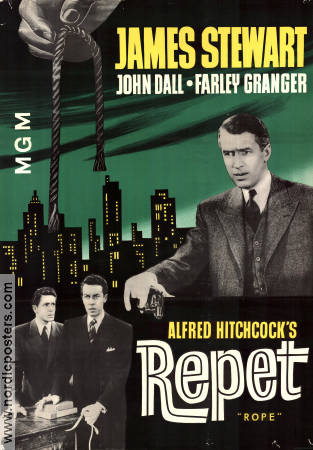 Rope 1948 movie poster James Stewart John Dall Farley Granger Alfred Hitchcock