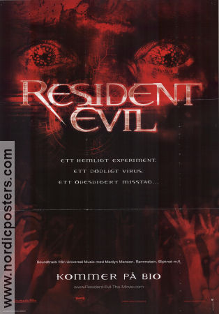 Resident Evil 2002 movie poster Milla Jovovich Michelle Rodriguez Paul WS Anderson
