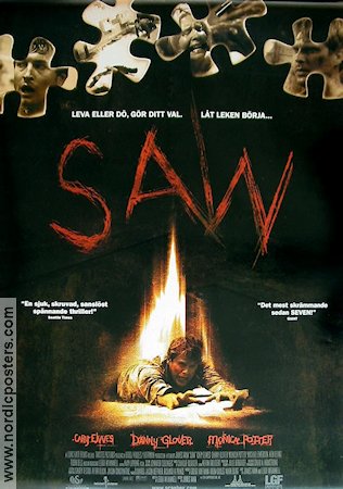Saw 2004 movie poster Cary Elwes Leigh Whannell Danny Glover James Wan