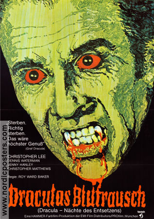 Scars of Dracula 1970 poster Christopher Lee Roy Ward Baker