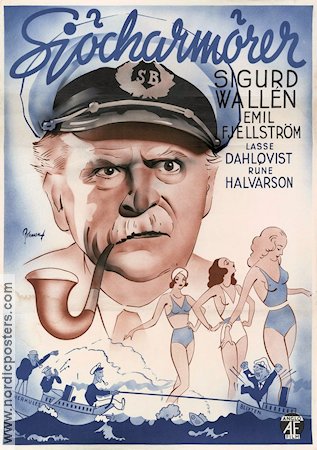 Sjöcharmörer 1939 movie poster Lasse Dahlquist Sigurd Wallén Aino Taube Gösta Rodin