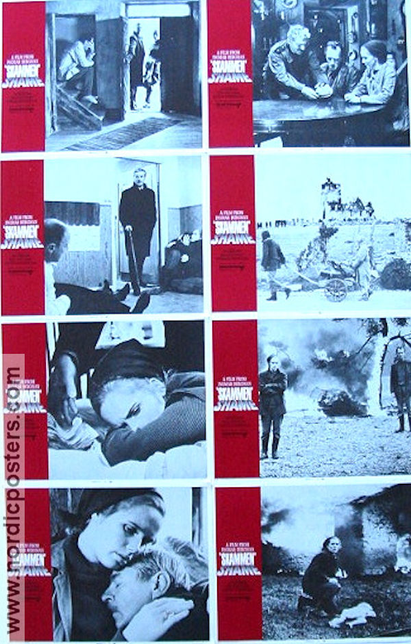 Shame 1968 lobby card set Liv Ullmann Max von Sydow Max von Sydow Sigge Fürst Ingmar Bergman