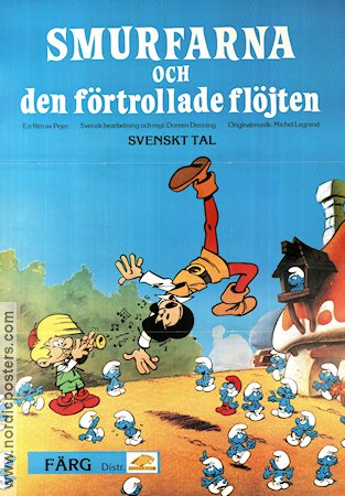 La flute a six schtroumpfs 1976 movie poster Georges Atlas Smurfarna Smurferna Smurfs Peyo Country: Belgium Animation From comics