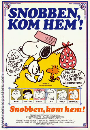Snoopy Come Home 1972 movie poster Peanuts Bill Melendez Writer: Charles Schultz Animation Dogs From comics