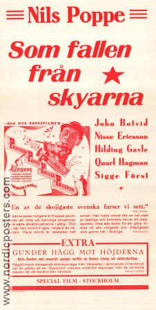 Som fallen från skyarna 1943 movie poster Nils Poppe Nils Ericson Hilding Gavle John-Lennart Linder