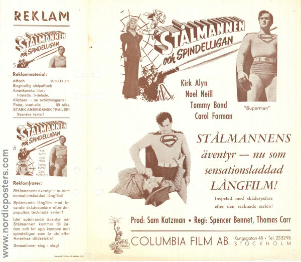 Superman 1948 movie poster Kirk Alyn Noel Neill Spencer Bennet Find more: DC Comics
