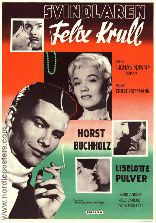 Bekenntnisse des Hochstaplers Felix Krull 1957 movie poster Horst Buchholz Liselotte Pulver Kurt Hoffmann Writer: Thomas Mann Smoking
