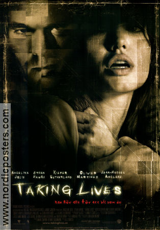 Taking Lives 2004 movie poster Angelina Jolie Ethan Hawke Kiefer Sutherland DJ Caruso