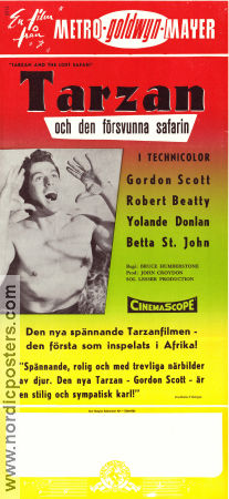Tarzan och den försvunna safarin 1957 poster Gordon Scott Robert Beatty Yolande Donlan H Bruce Humberstone Äventyr matinée