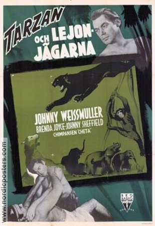 Tarzan and the Huntress 1947 movie poster Johnny Weissmuller Brenda Joyce Johnny Sheffield Kurt Neumann Find more: Tarzan