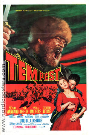 Tempest 1958 movie poster Van Heflin Silvana Mangano Viveca Lindfors Alberto Lattuada