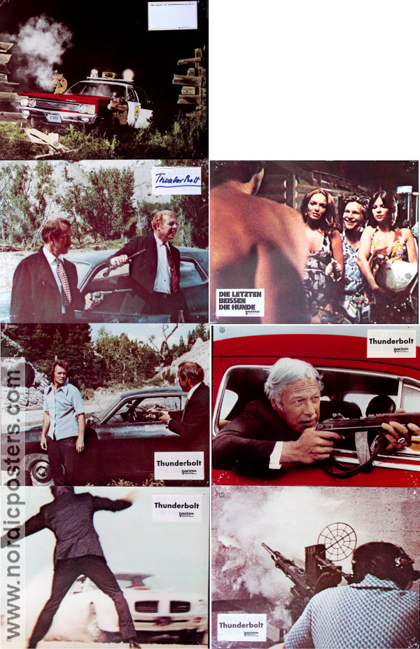 Thunderbolt and Lightfoot 1974 lobby card set Clint Eastwood Jeff Bridges Geoffrey Lewis Michael Cimino Glasses Guns weapons