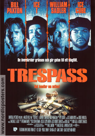 Trespass 1992 movie poster Bill Paxton Ice-T William Sadler Walter Hill Gangs