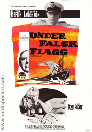 Under Ten Flags 1961 movie poster Van Heflin Charles Laughton Marlene Demongeot Ladies