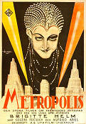 Metropolis 1927 movie poster Brigitte Helm Gustav Fröhlich Alfred Abel Fritz Lang Poster artwork: Mauritz Moje Åslund Production: UFA