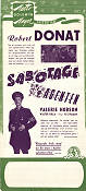 Sabotageagenten 1943 poster Robert Donat Valerie Hobson Walter Rilla Harold S Bucquet Hitta mer: Nazi