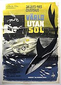Le monde sans soleil 1964 movie poster Jacques Costeau Fish and shark Diving