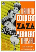 Zaza 1938 movie poster Claudette Colbert Herbert Marshall